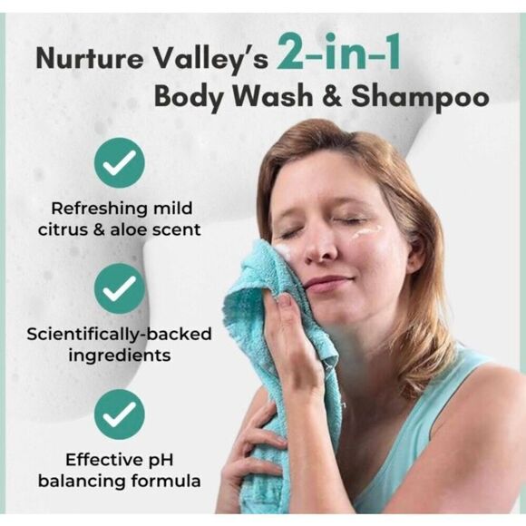 NURTURE VALLEY - NWT - Rinse-Free Body Wash & Shampoo 8 fl oz Waterless Cleanser - Picture 7 of 11